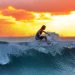 surfing, sunset, waves