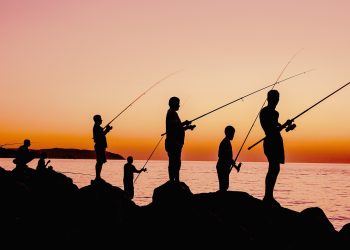 fishing, sunset, fishermen