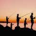 fishing, sunset, fishermen
